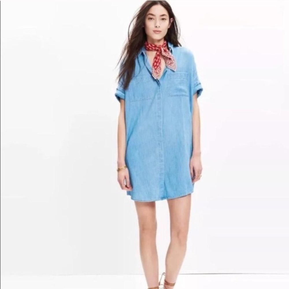 Madewell Chambray Courier Shirt Dress | size Small